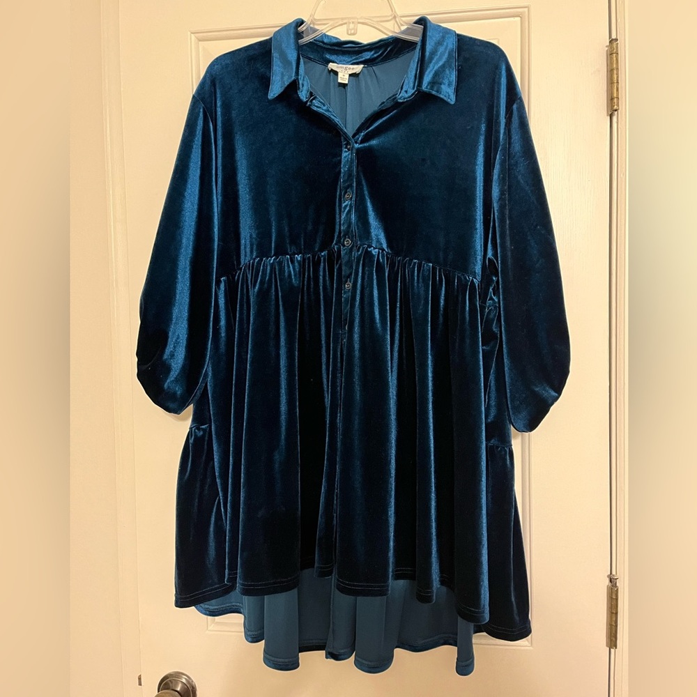 Umgee M turquoise velvet babydoll dress